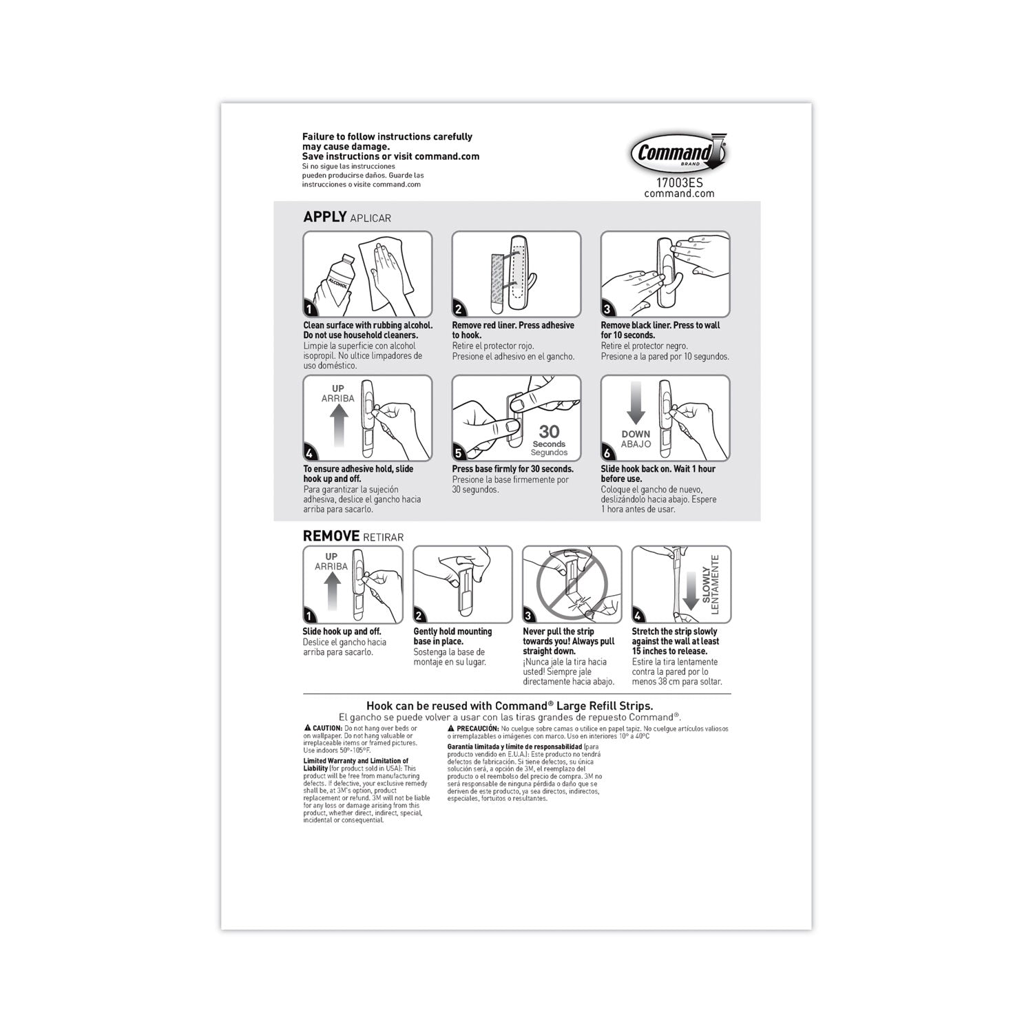 Command General Purpose Hooks, Large, 5 lb Cap, White, 1 Hook and 2 Strips/Pack