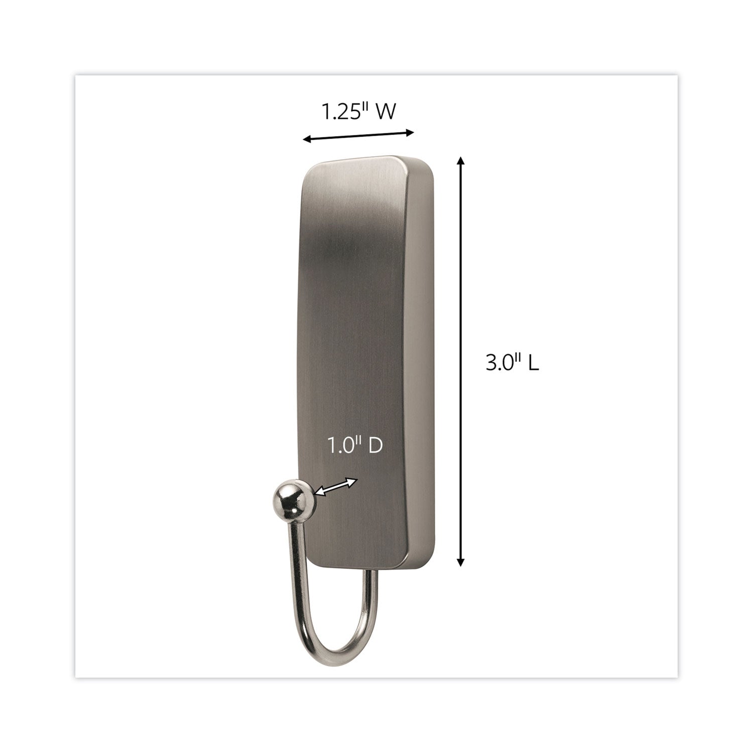 Command Decorative Hooks, Medium, Brushed Nickel, 2 Hook and 4 Strips/Pack