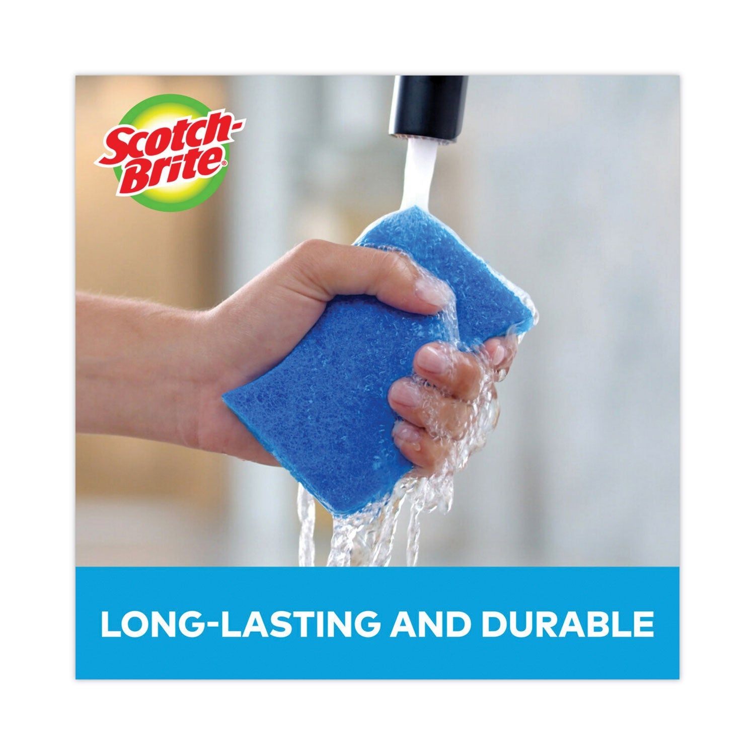 Scotch-Brite Non-Scratch Multi-Purpose Scrub Sponge, 4.4 x 2.6, 0.8" Thick, Blue, 3/Pack