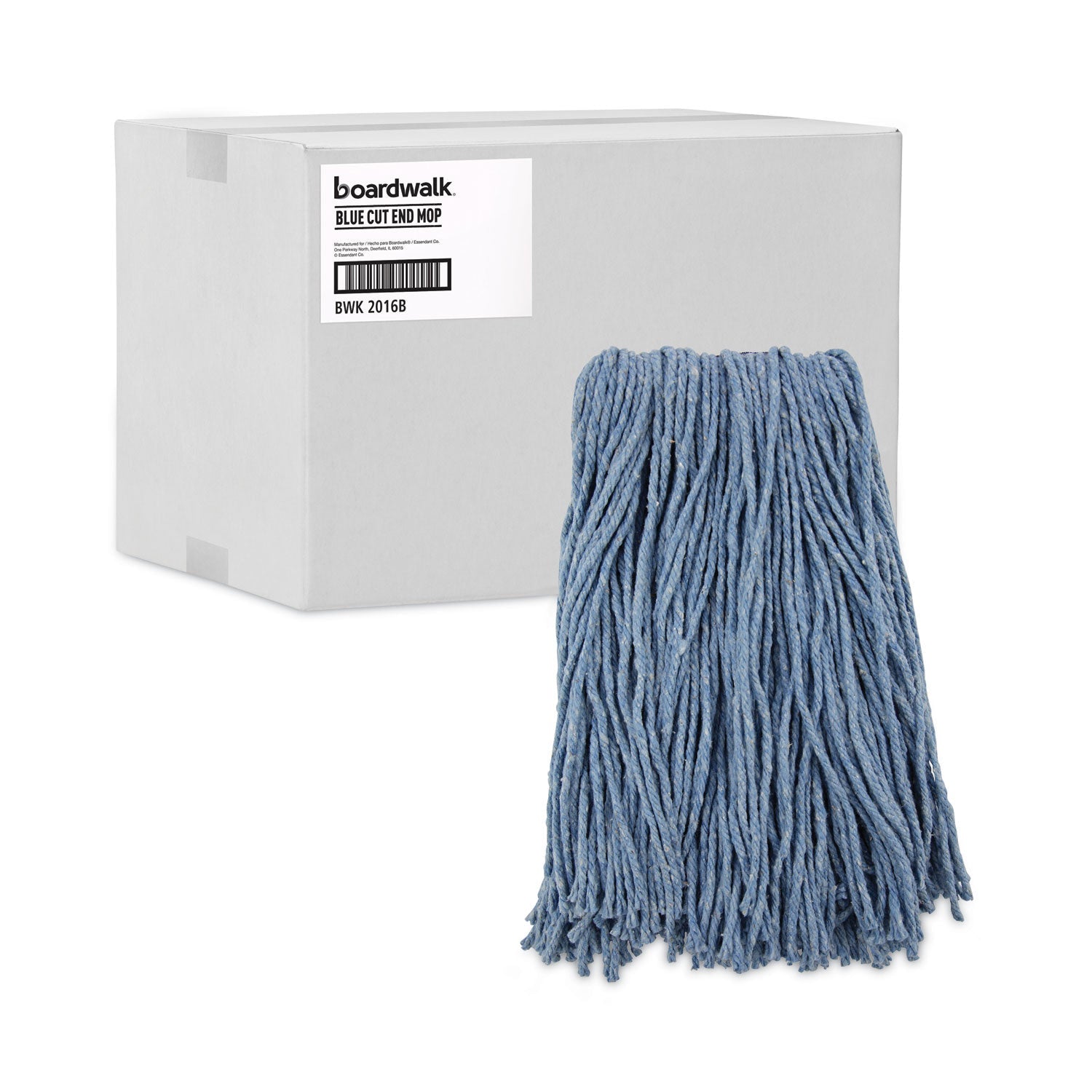 Boardwalk Mop Head, Standard Head, Cotton/Synthetic Fiber, Cut-End, #16., Blue