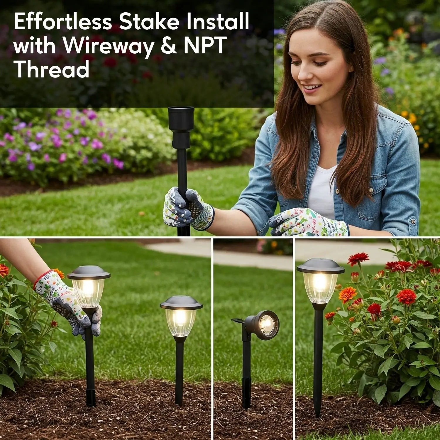 8-Inch Lawn Stakes with Side Wireway | 1/2 NPT Thread (Pack of 2)