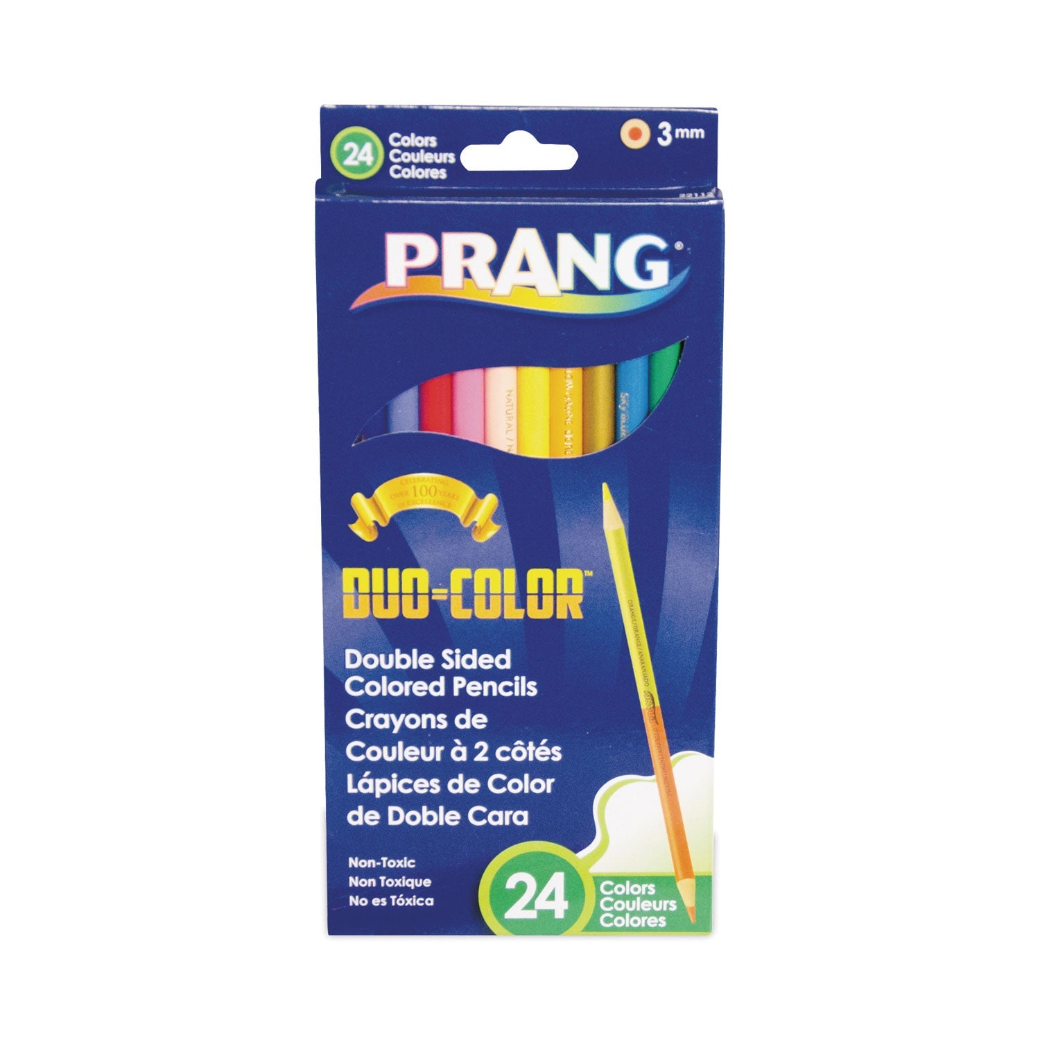 Prang Duo-Color Colored Pencil Sets, 3 mm, 2B (#1), Assorted Lead/Barrel Colors, Dozen