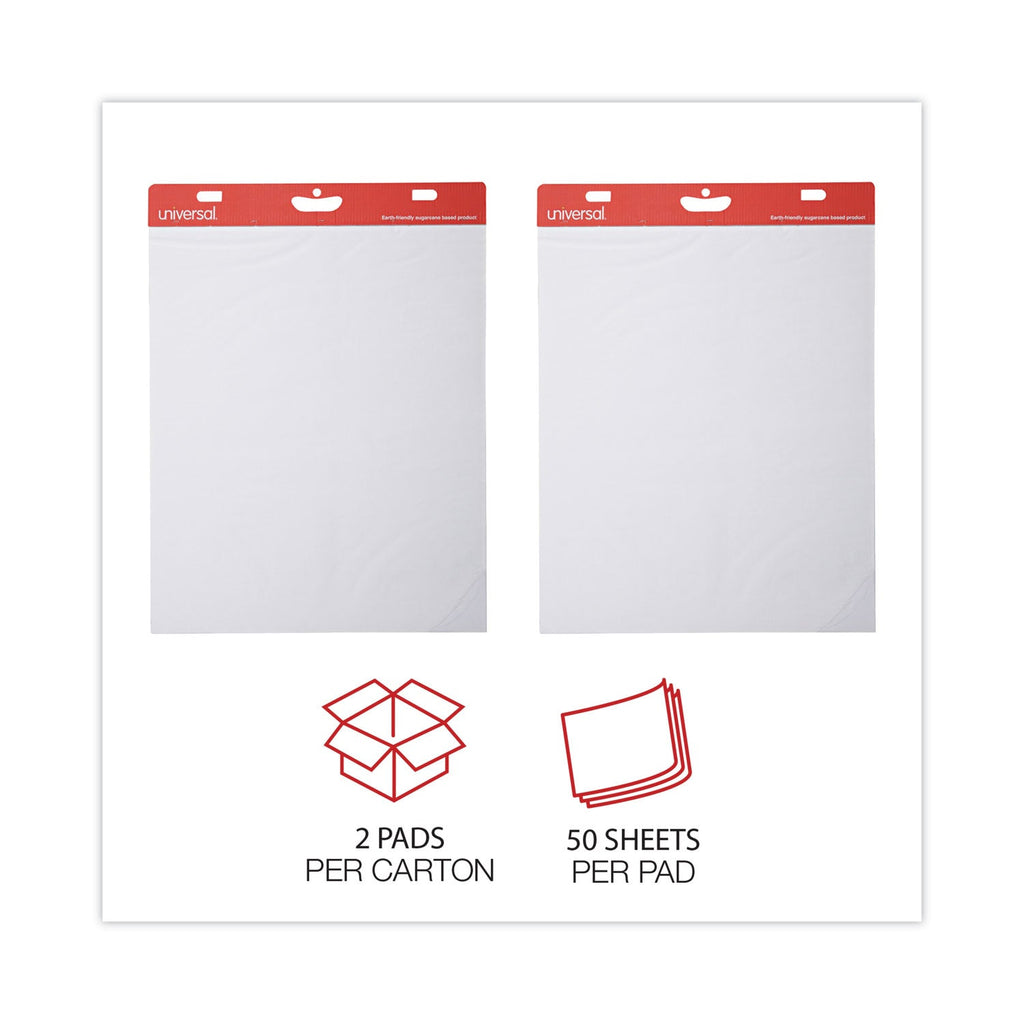 Universal Renewable Resource Sugarcane Based Easel Pads, Unruled, 27 x 34, White, 50 Sheets, 2/Carton