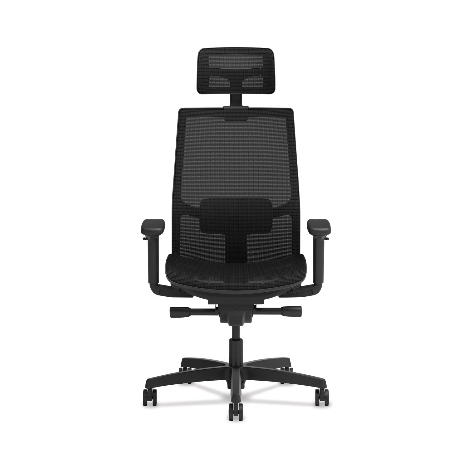 HON Ignition 2.0 4-Way Stretch Mesh Back and Seat Task Chair, Supports Up to 300 lb, 17" to 21" Seat, Black Seat, Black Base