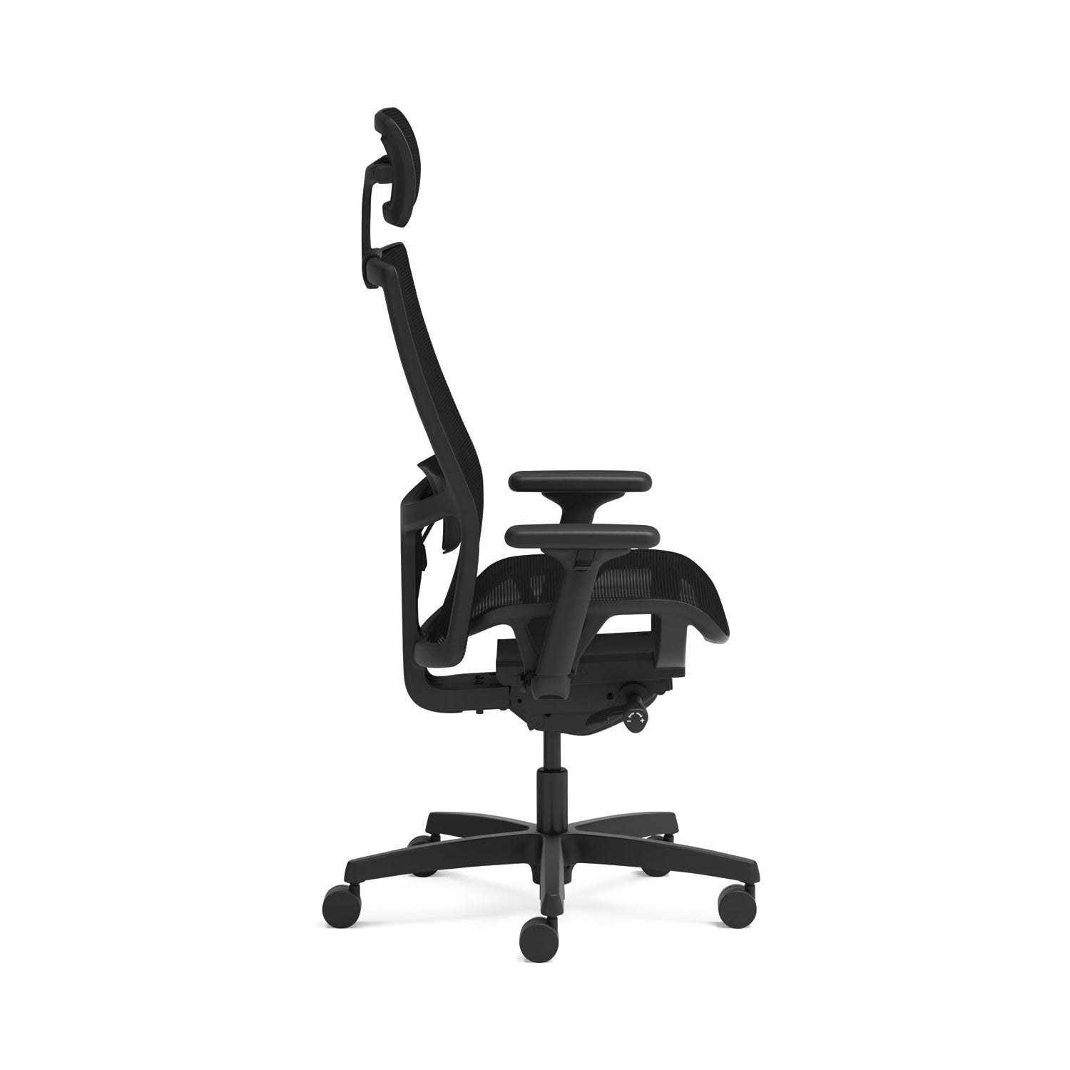 HON Ignition 2.0 4-Way Stretch Mesh Back and Seat Task Chair, Supports Up to 300 lb, 17" to 21" Seat, Black Seat, Black Base