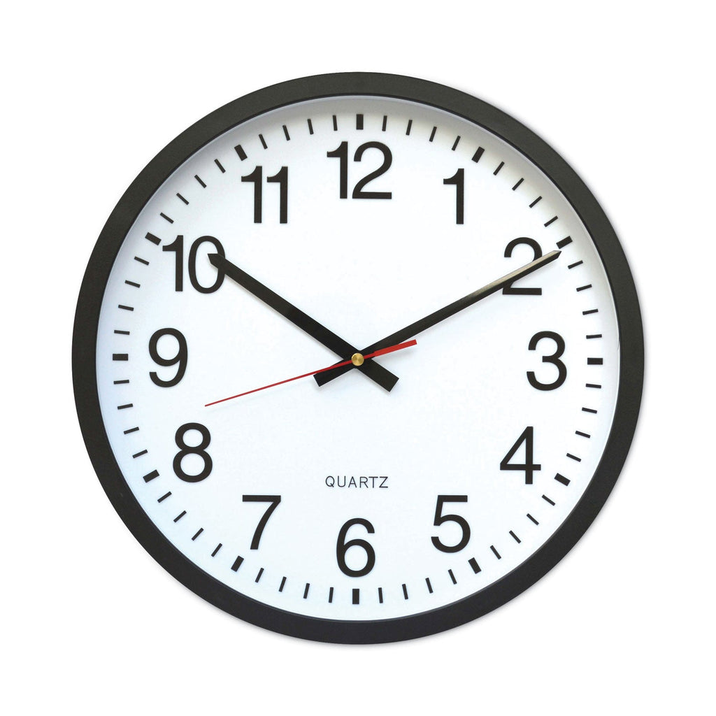 Universal Classic Round Wall Clock, 12.63" Overall Diameter, Black Case, 1 AA (sold separately)