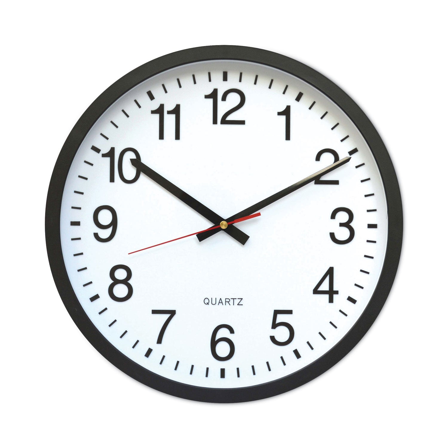 Universal Classic Round Wall Clock, 12.63" Overall Diameter, Black Case, 1 AA (sold separately)