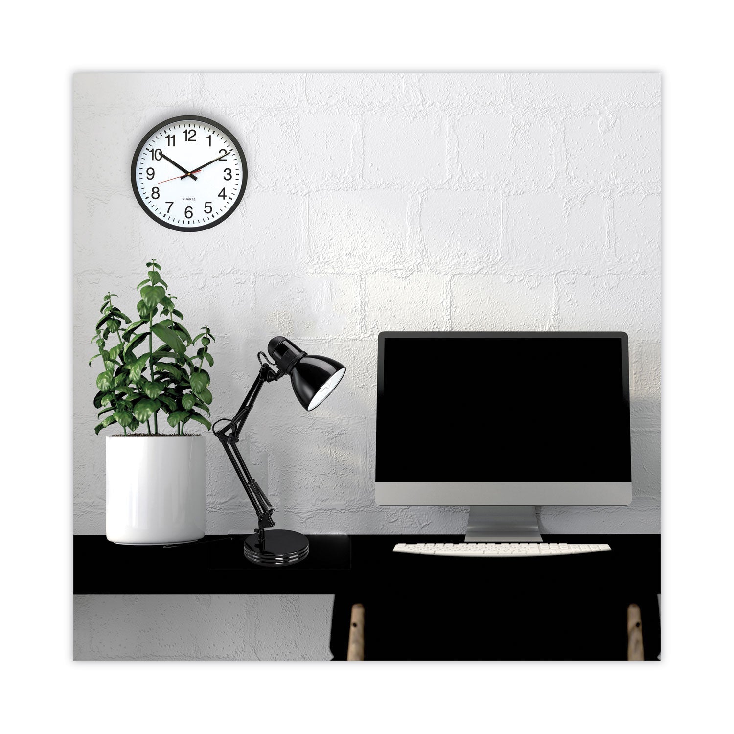 Universal Classic Round Wall Clock, 12.63" Overall Diameter, Black Case, 1 AA (sold separately)