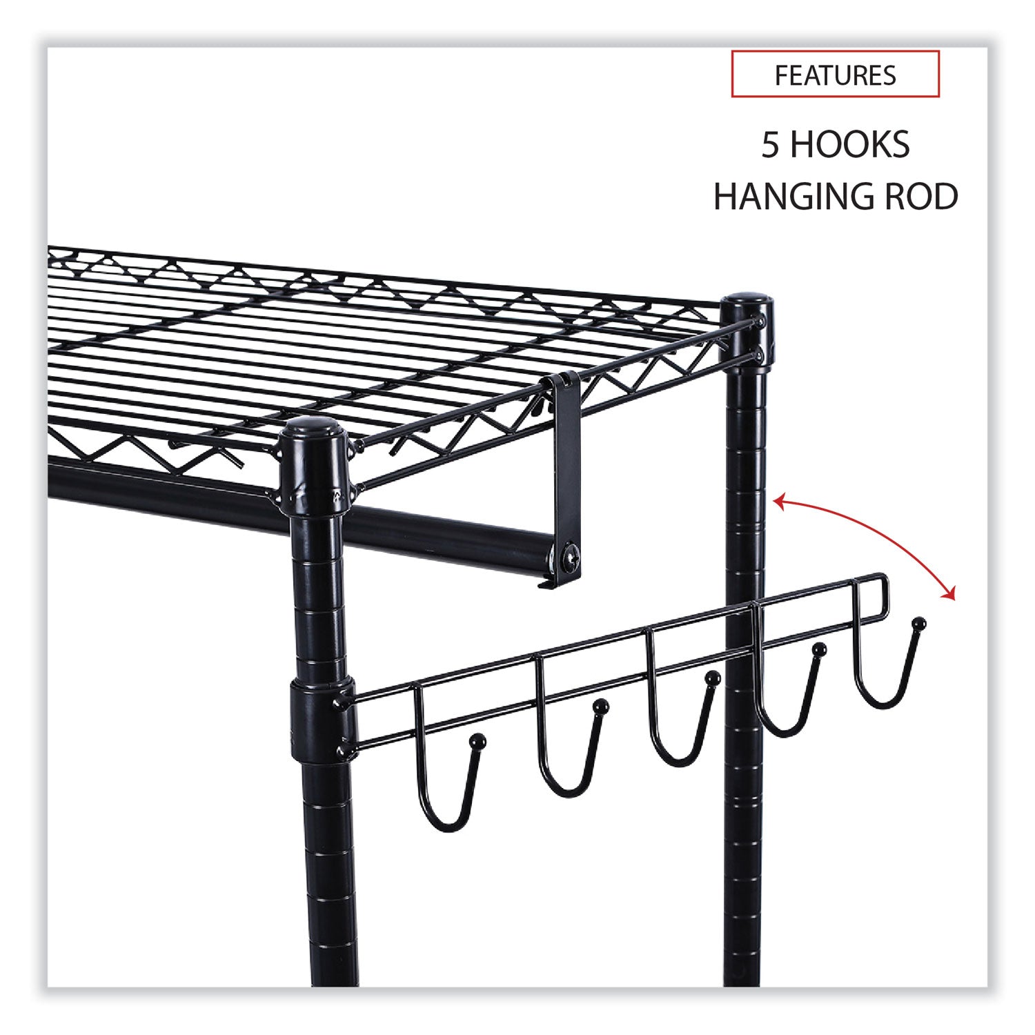 Alera Wire Shelving Garment Rack, 30 Garments, 36w x 18d x 75h, Black