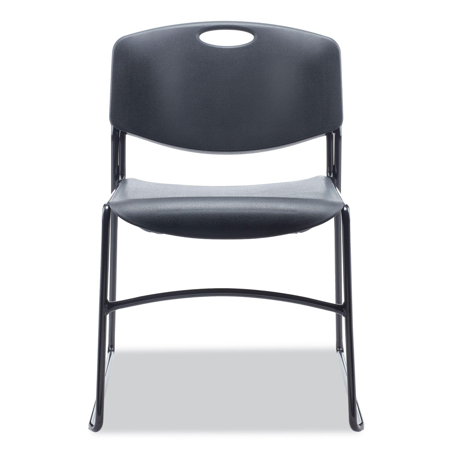 Alera Resin Stacking Chair, Supports Up to 275 lb, Black Seat/Back, Black Base, 4/Carton