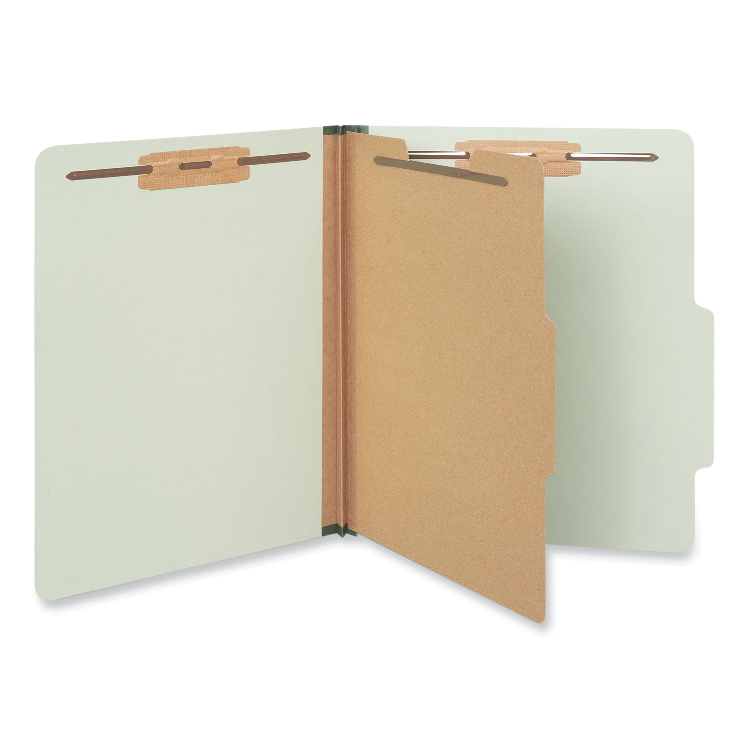 Universal Four-Section Pressboard Classification Folders, 1 Divider, Letter Size, Green, 10/Box