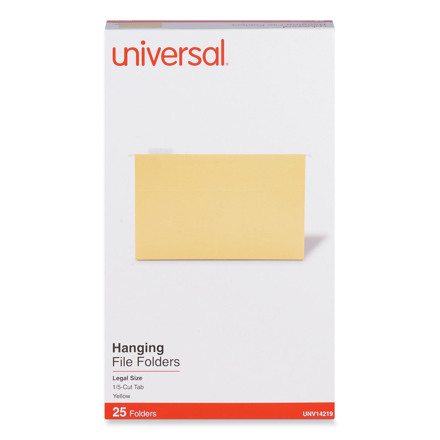 Universal Deluxe Bright Color Hanging File Folders, Legal Size, 1/5-Cut Tabs, Yellow, 25/Box