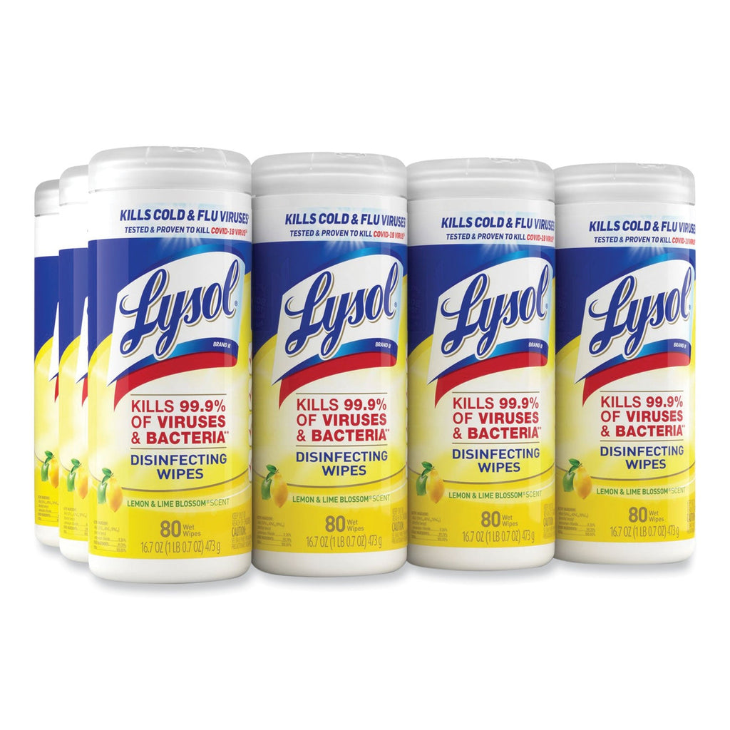 LYSOL Disinfecting Wipes, 7 x 7.25, Lemon and Lime Blossom, 35 Wipes/Canister