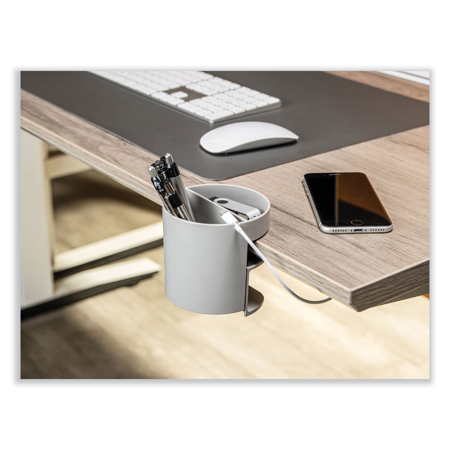 deflecto Standing Desk Small Desk Organizer, Two Sections, 3.85 x 3.85 x 3.54, Gray