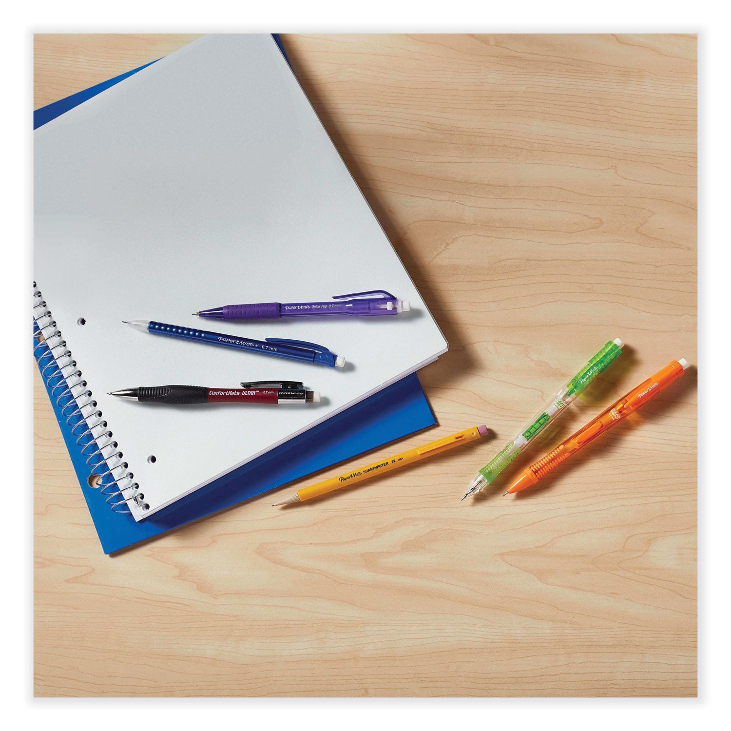 Paper Mate ComfortMate Ultra Pencil Starter Set, 0.7 mm, HB (#2.5), Black Lead, Assorted Barrel Colors, 2/Pack