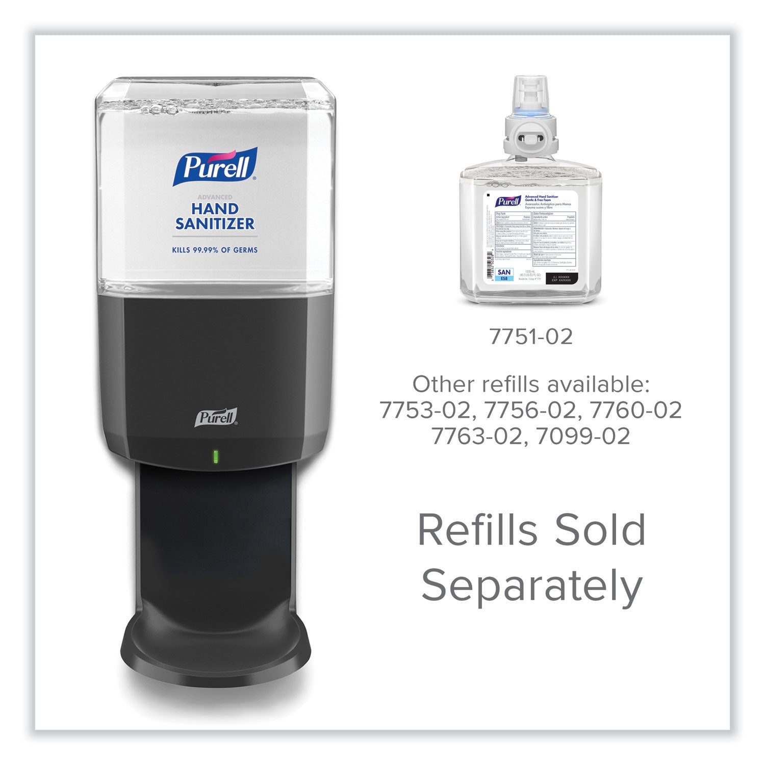 PURELL ES8 Touch Free Hand Sanitizer Dispenser, 1,200 mL, 5.25 x 8.56 x 12.13, Graphite