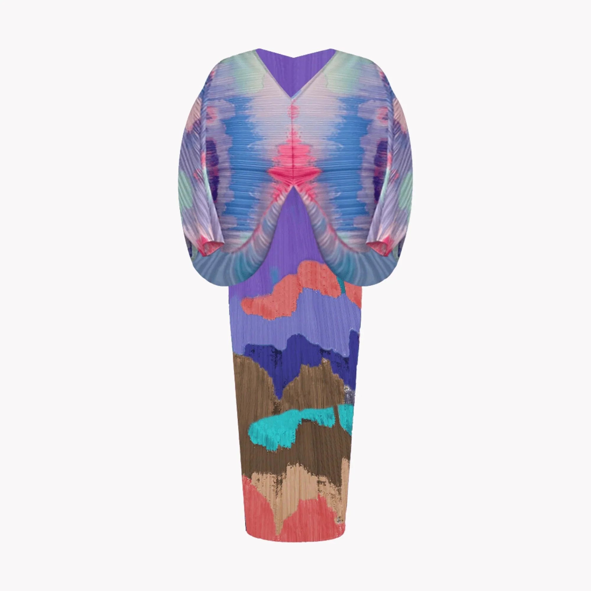 Abstract Paintsplat Pleated Dress