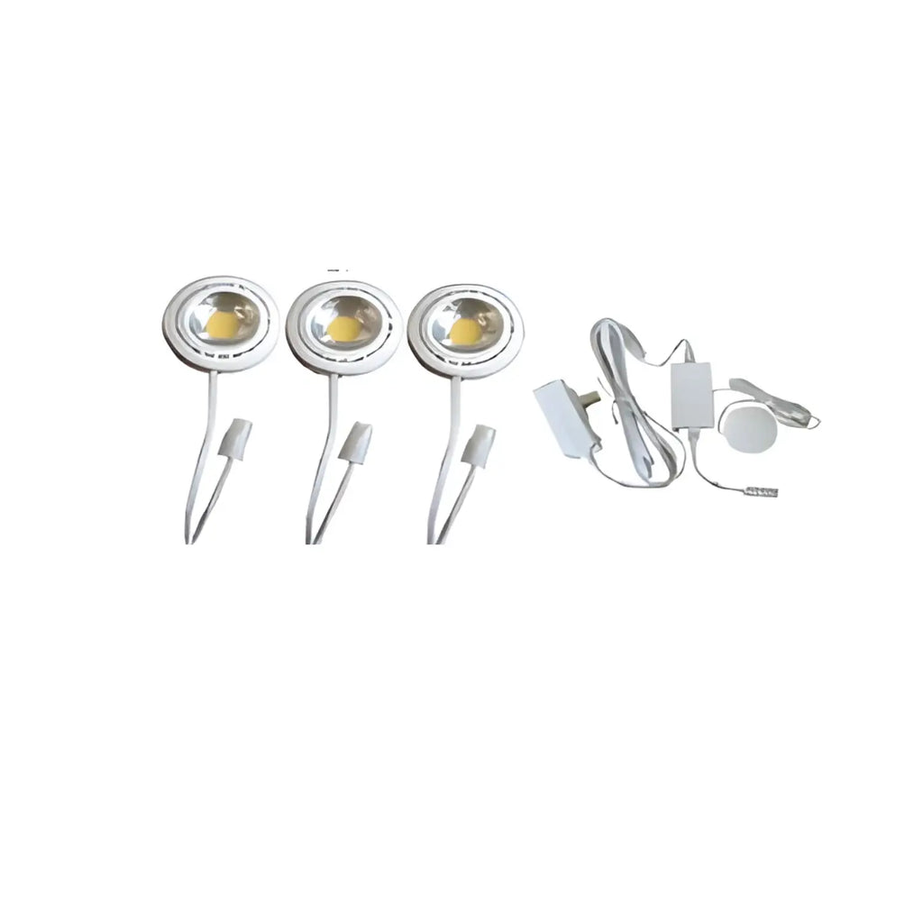 9" 12V Puck LED Light Set with 3000K Warm White, Touch Dimmer, and 150W Plug-In Driver