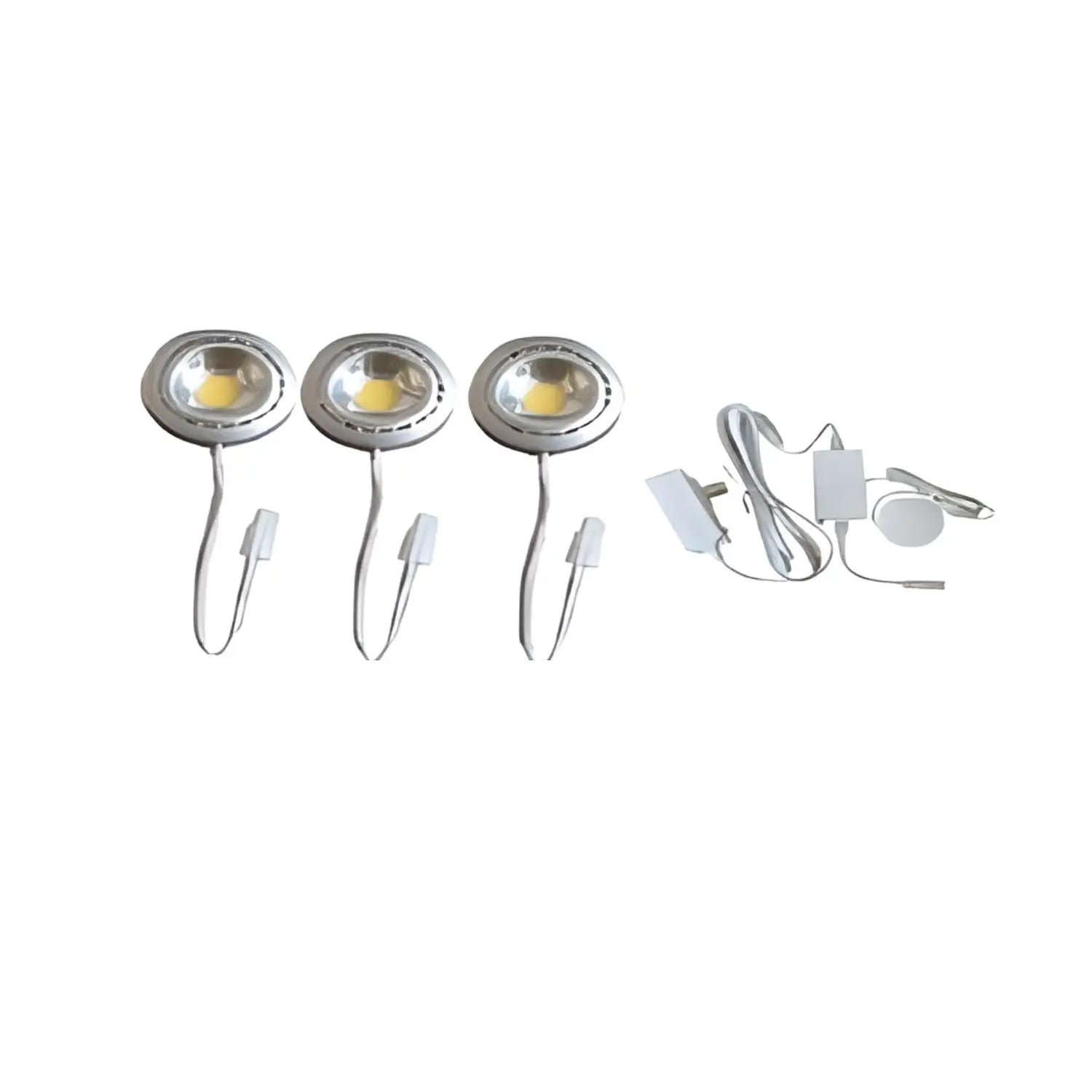 9" 12V Puck LED Light Set with 3000K Warm White, Touch Dimmer, and 150W Plug-In Driver