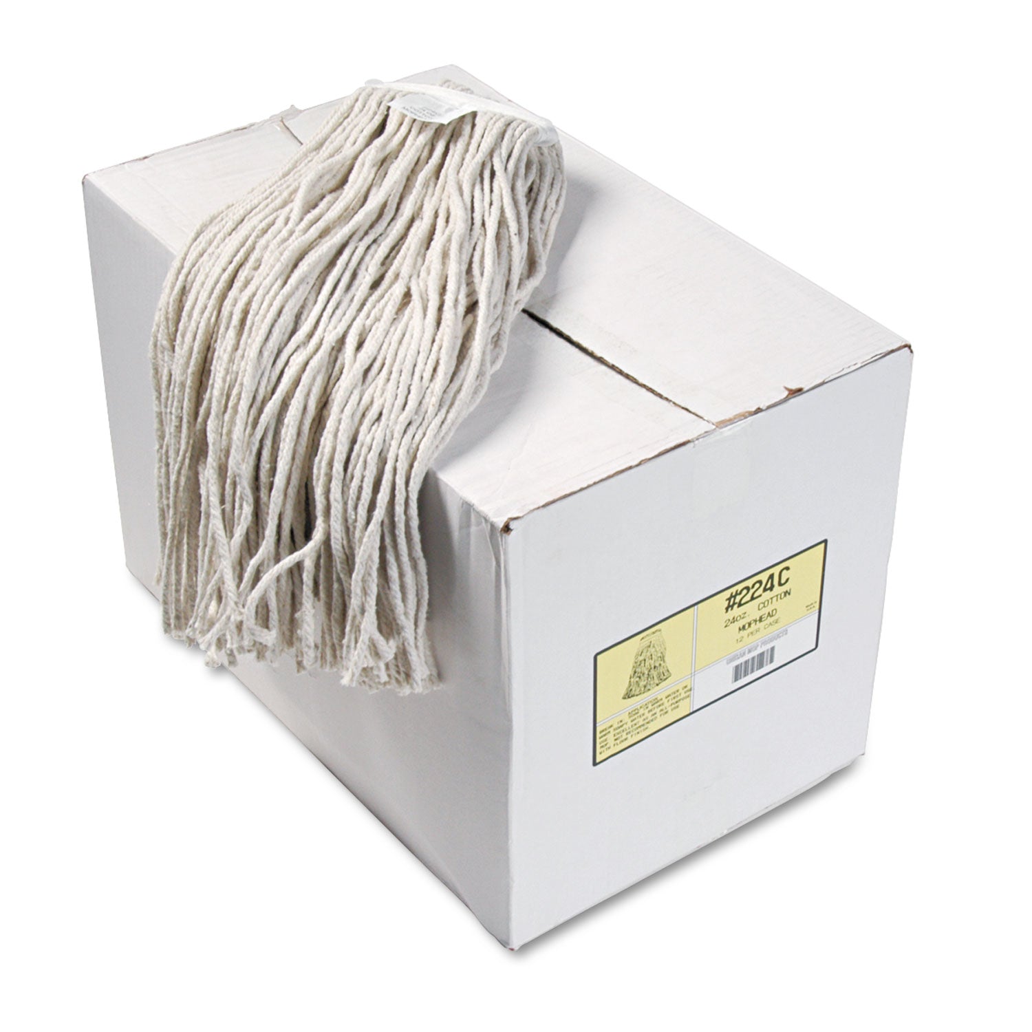 Boardwalk Premium Cut-End Wet Mop Heads, Cotton, 24oz, White, 12/Carton