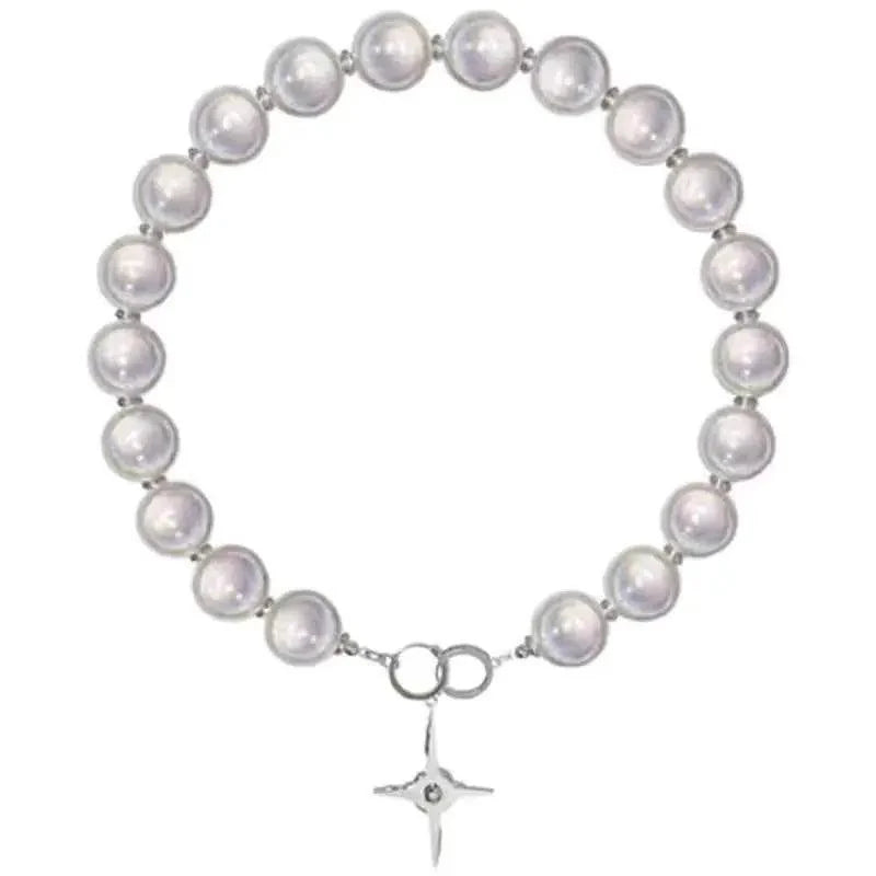 Luminous Pearl Beads Cross Necklace