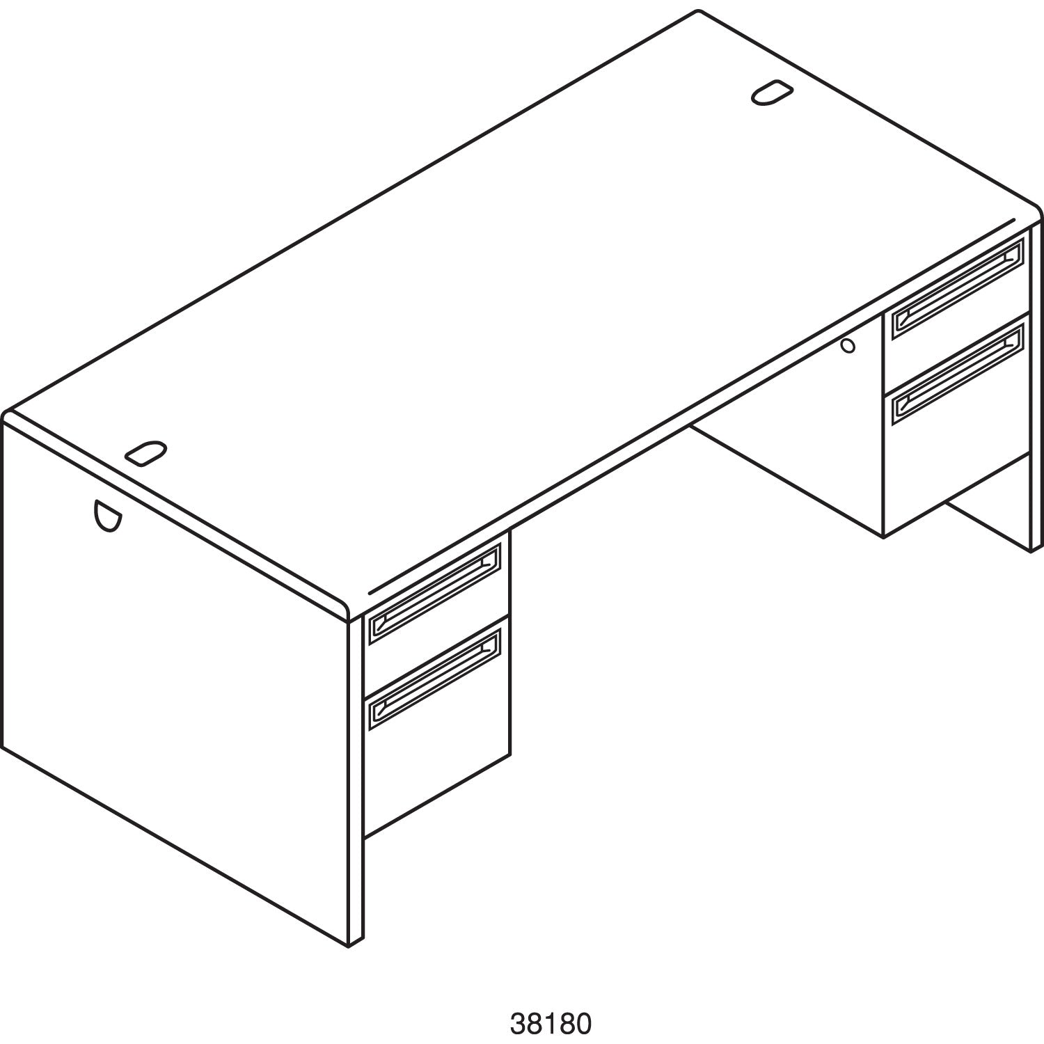 HON 38000 Series Double Pedestal Desk, 72" x 36" x 29.5", Harvest/Putty