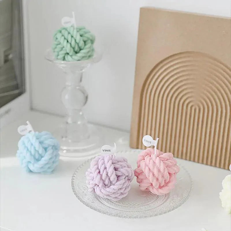 Handmade Wool Ball Candle