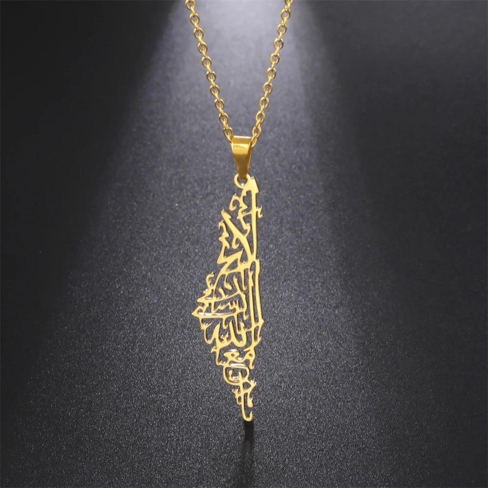 Unisex Stainless Steel Hollow Map Necklace