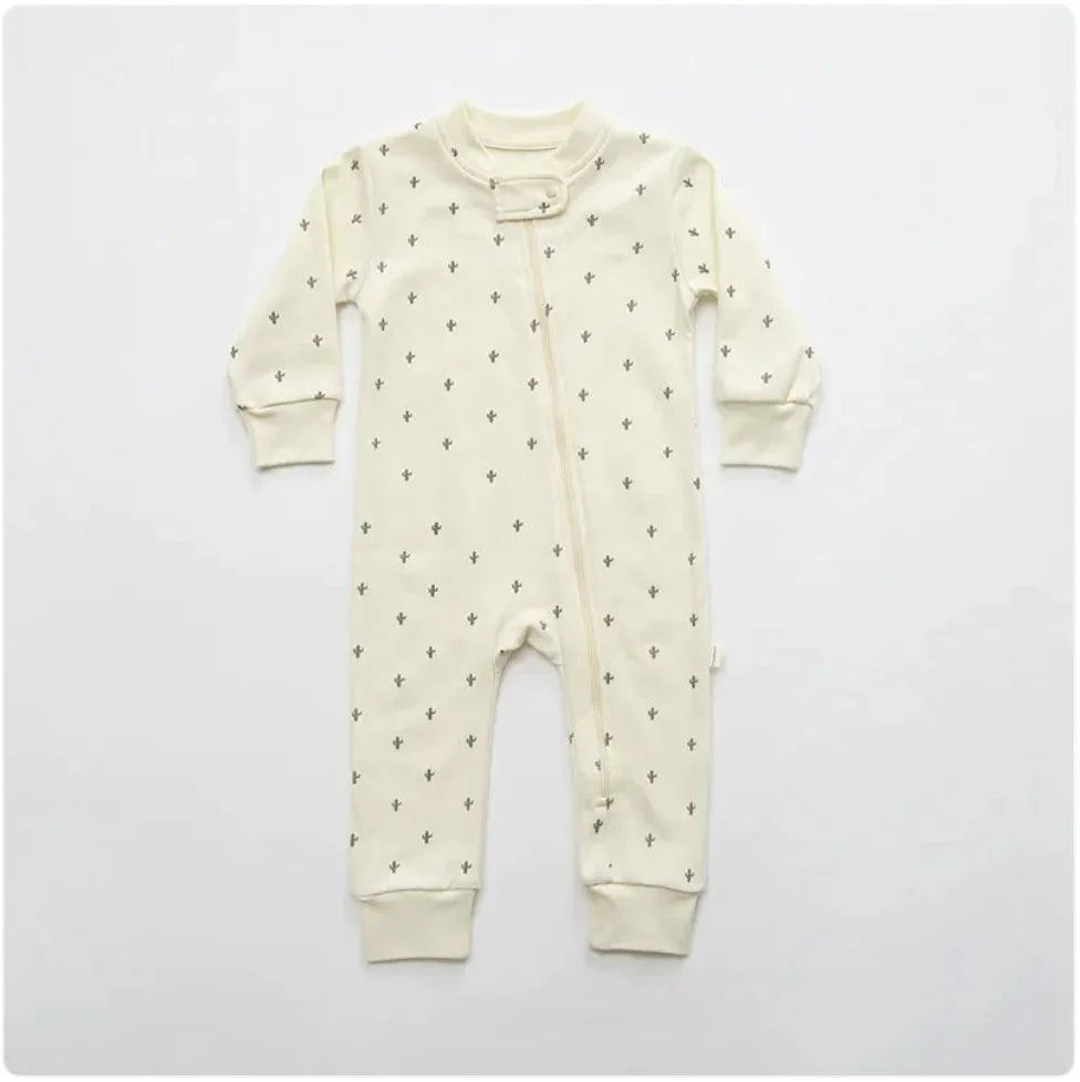 Cartoon Cactus Long Sleeve Baby Romper - Striped Newborn Outfit for Boys & Girls