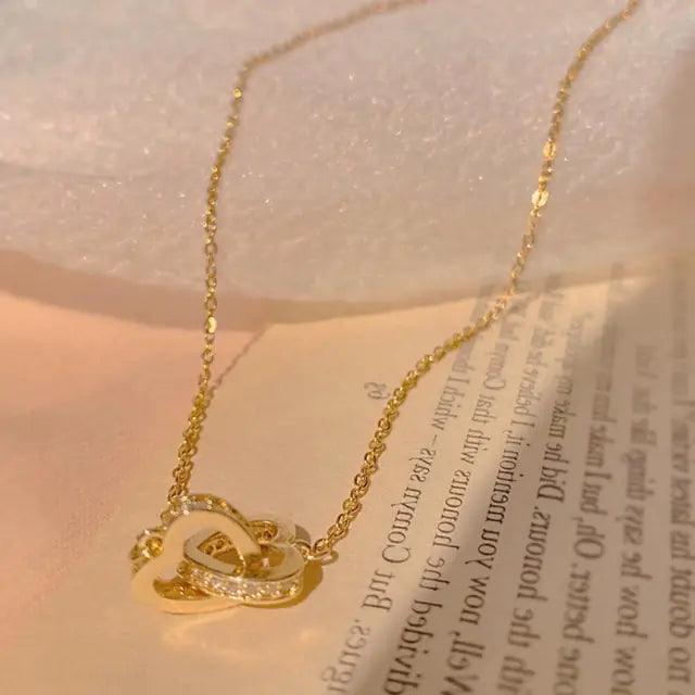 Gold Heart Shaped Opal Necklace