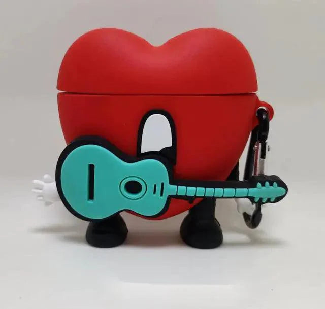 3D Red Bad Bunny Heart Earphone Case