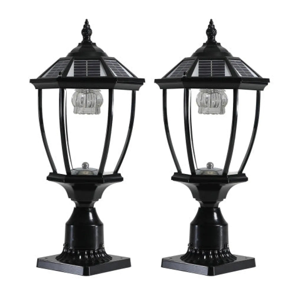 Aluminum Solar Lights Lanterns LED 2-Pack for Outdoor Pathways and Gardens