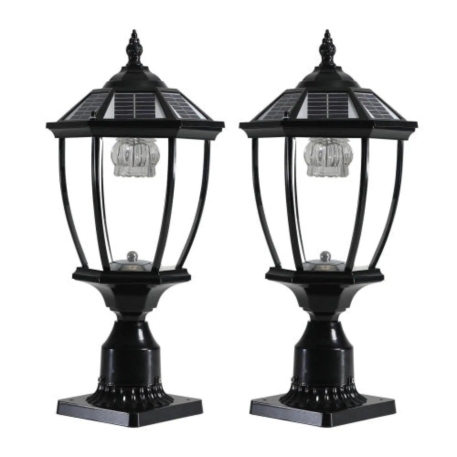 Aluminum Solar Lights Lanterns LED 2-Pack for Outdoor Pathways and Gardens