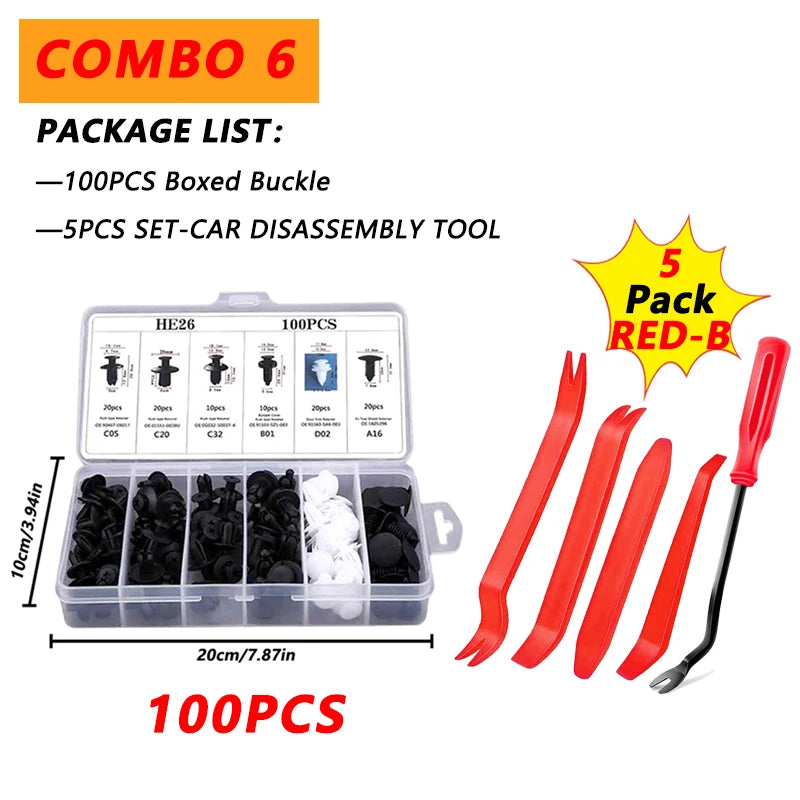 100pcs Auto Fastener Clip Kit Fender Rivet Clips Car Body Push Retainer Pin Rivet Bumper Door Trim Panel Retainer Car Clips