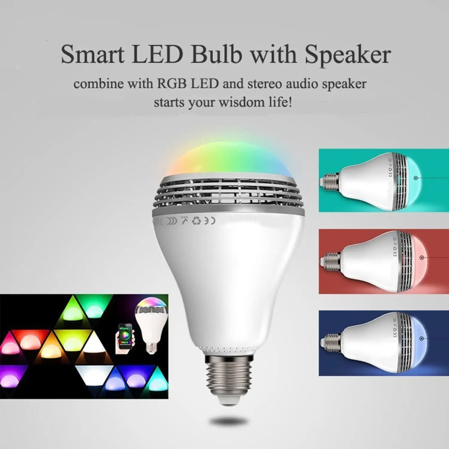 Bluetooth Speaker Smart LED Light Bulb - E27 Multi-Color