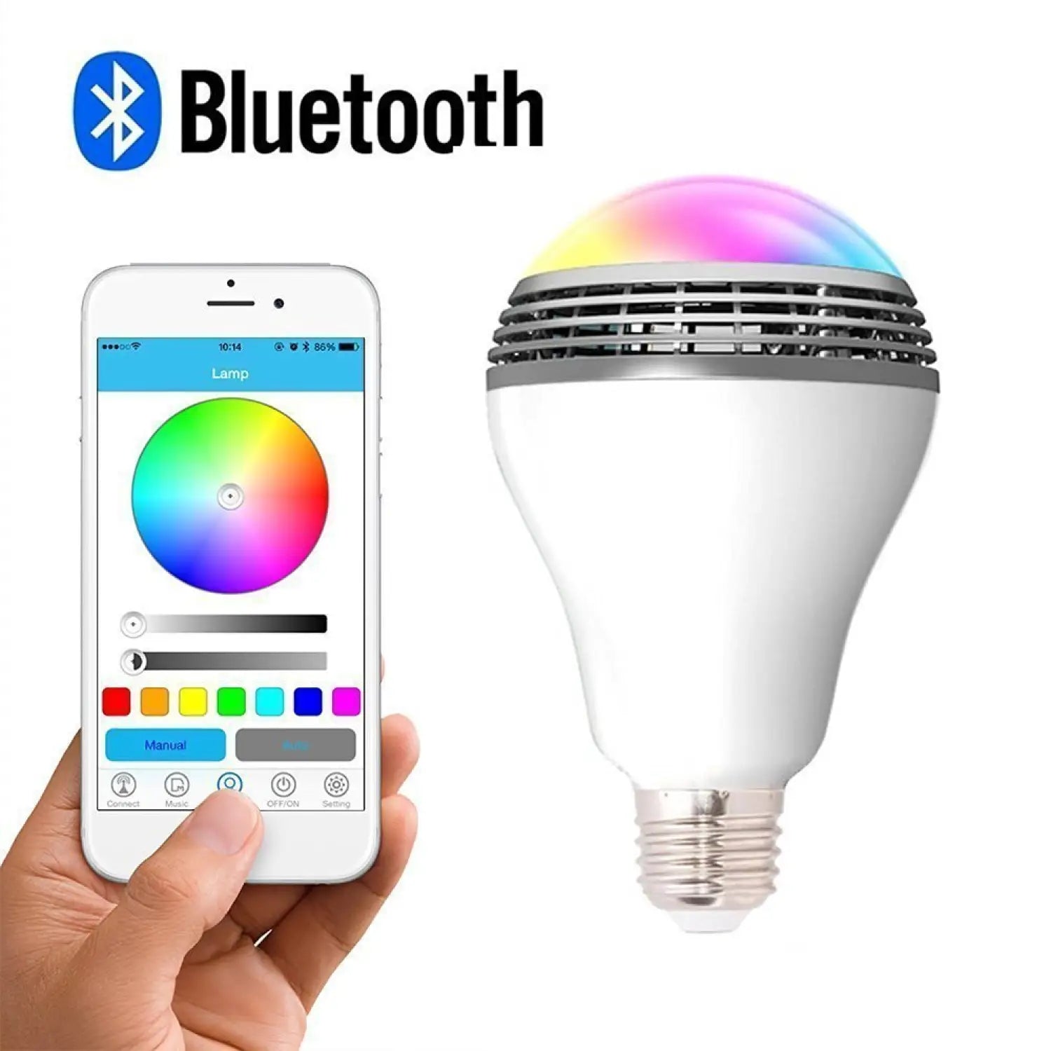 Bluetooth Speaker Smart LED Light Bulb - E27 Multi-Color