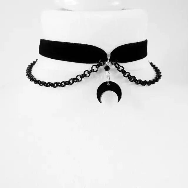 Black Crescent Moon Necklace