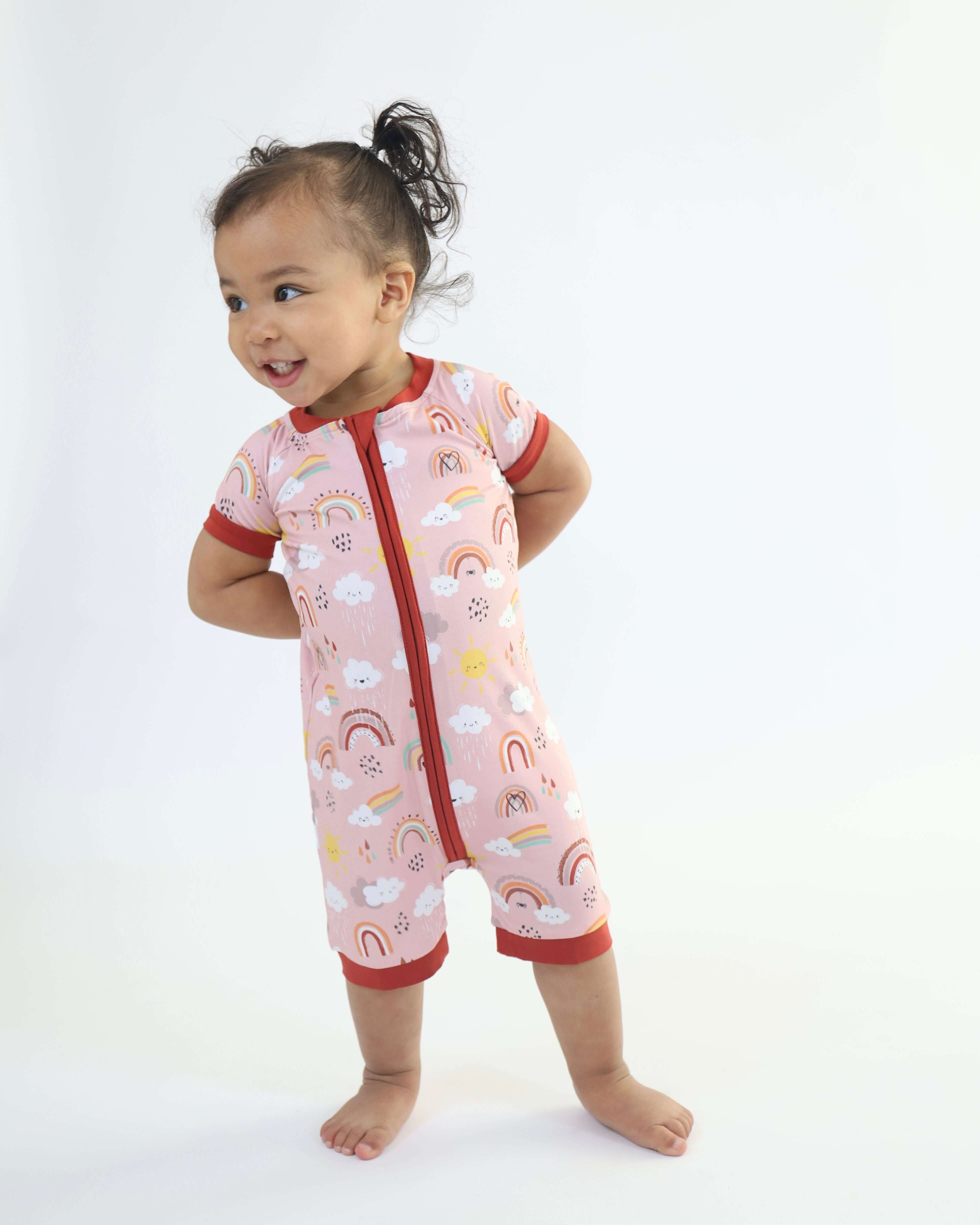 Bamboo Short Romper - Rainnbow