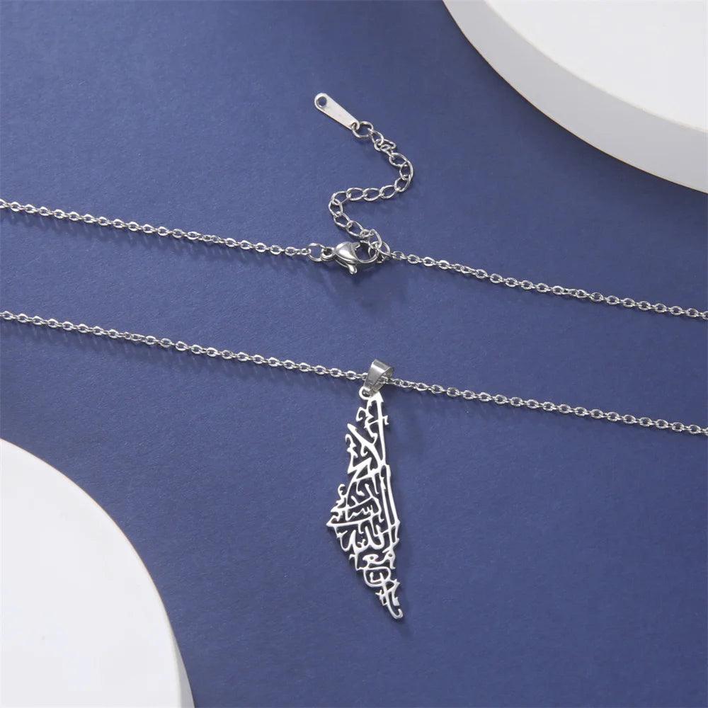 Unisex Stainless Steel Hollow Map Necklace