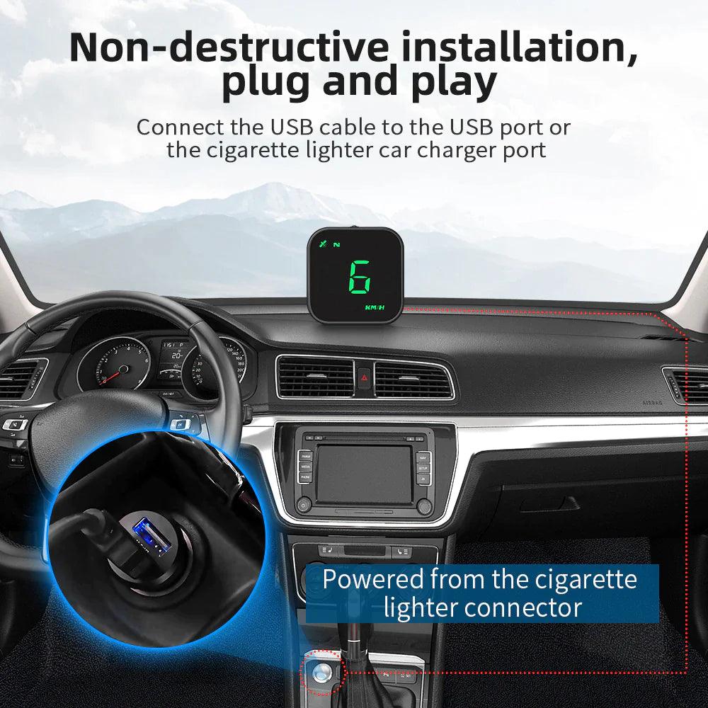 Digital Car HUD GPS Speedometer Head Up Display MPH KMH Compass Overspeed Alarm