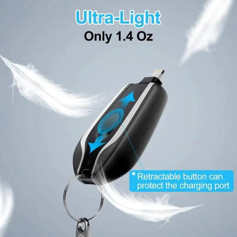 1500mAh Iphone Portable Charger Keychain Charger With Type-C