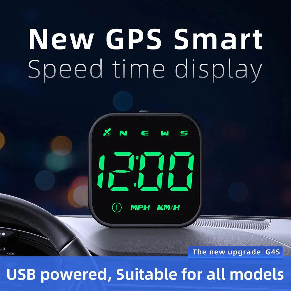 Digital Car HUD GPS Speedometer Head Up Display MPH KMH Compass Overspeed Alarm